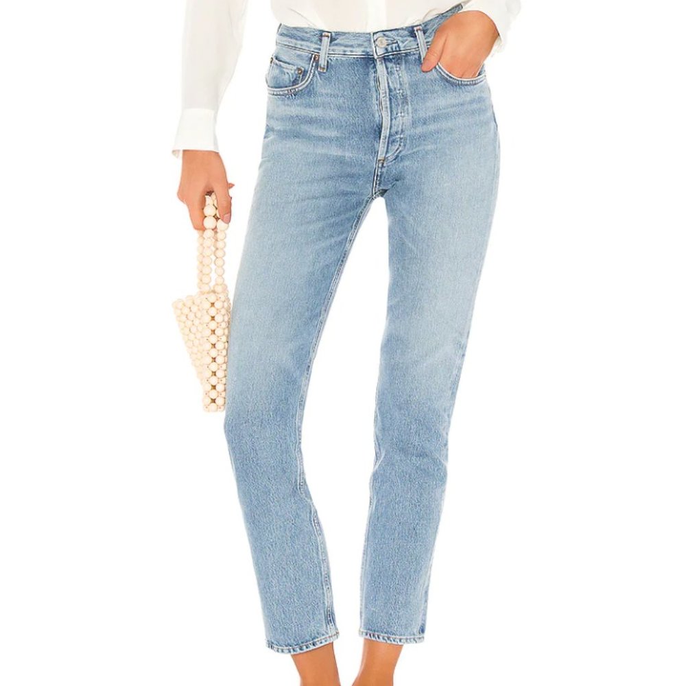 AGOLDE High-Rise Straight Light Wash Jeans
